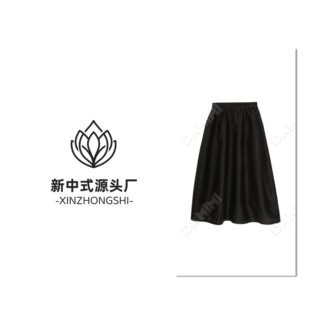 【墨澜】新中式国风2025新款时尚百搭松紧腰花苞半身裙LYGBQ1003