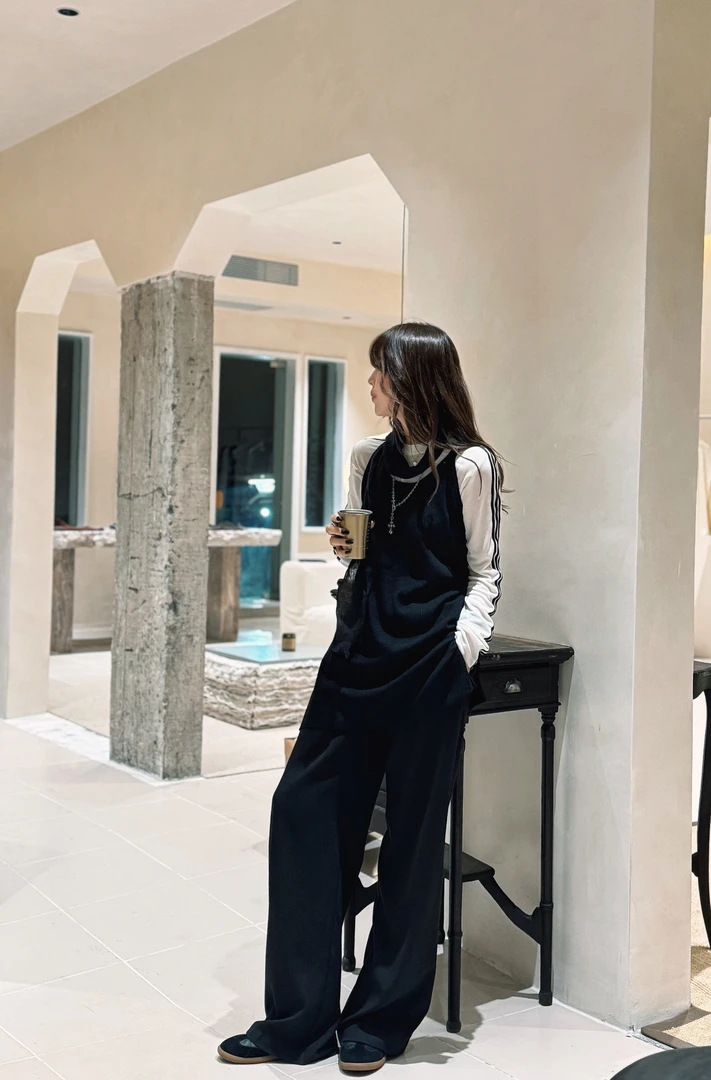 【Azlg】 薄款 高腰百搭西装垂感宽松松紧腰休闲裤901