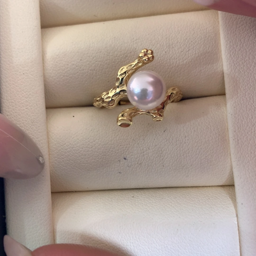 银S925镶嵌戒指 海水珍珠