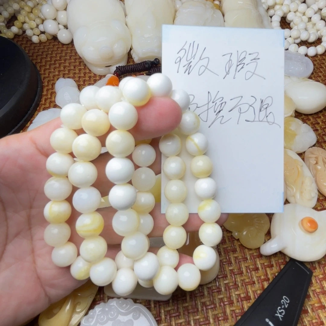 非金属贝壳微瑕卡10手串
