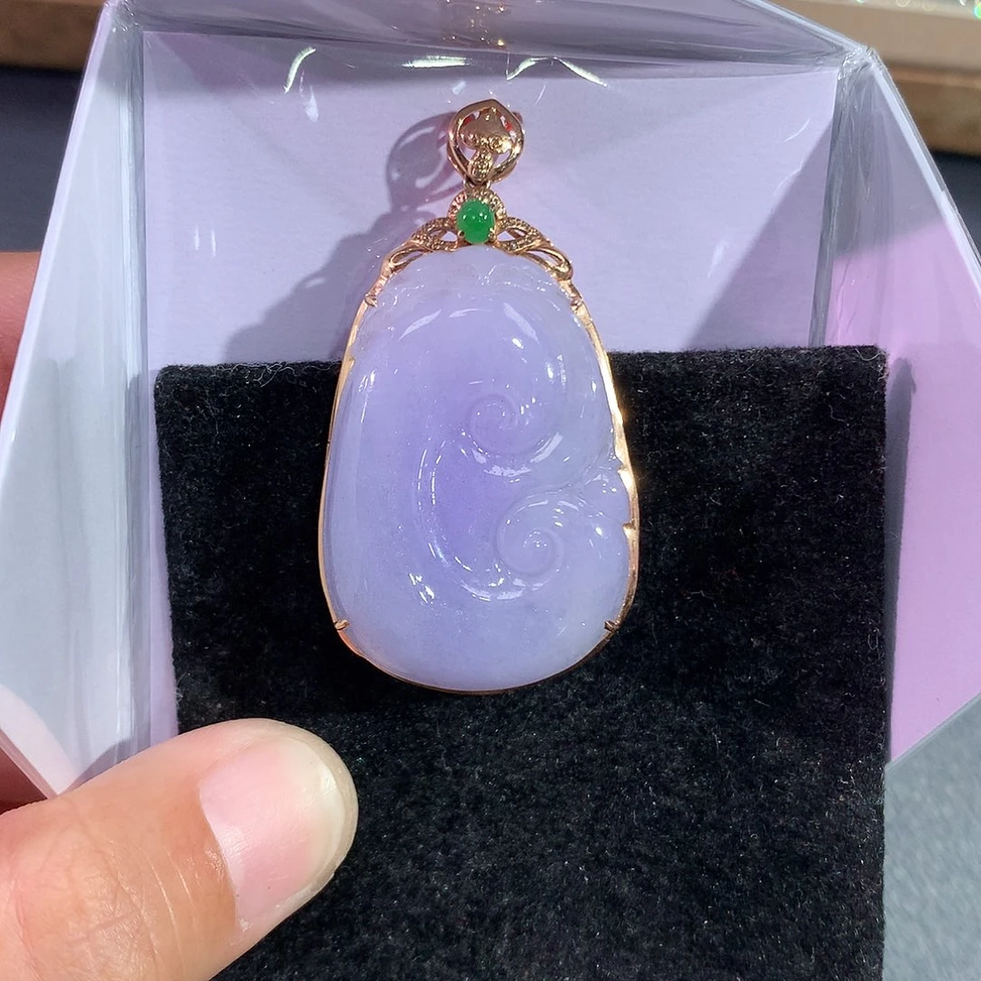 翡翠吊坠(赠链)18K金镶嵌