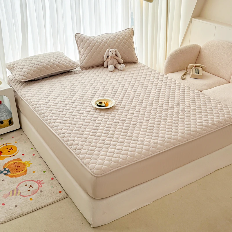 JN-水洗磨毛夹棉加厚床笠三件套