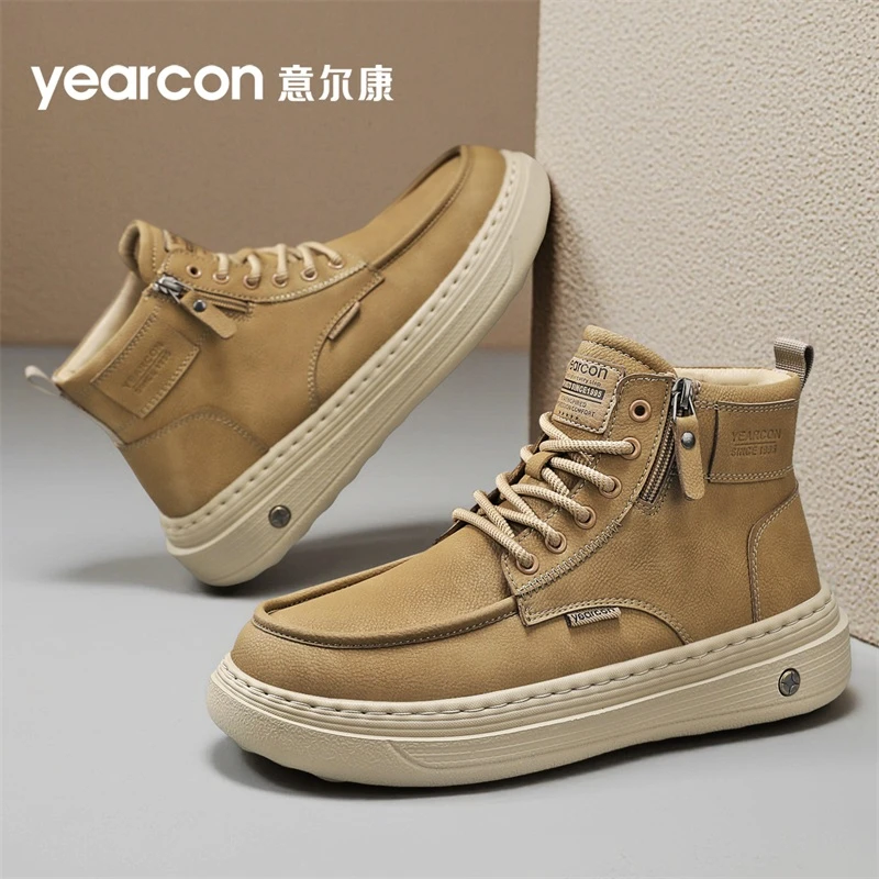 意尔康高帮男鞋子秋冬季2025新款爆款男士防滑马丁靴工装靴子男款