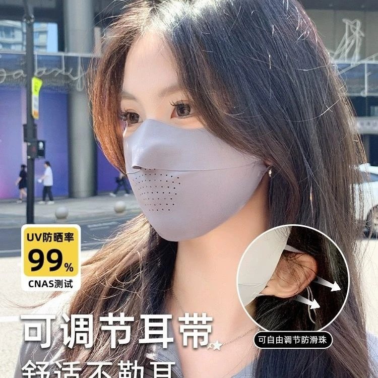 夏新款防晒冰丝无痕口罩护眼角透气立体防紫外线遮阳挂耳成人款