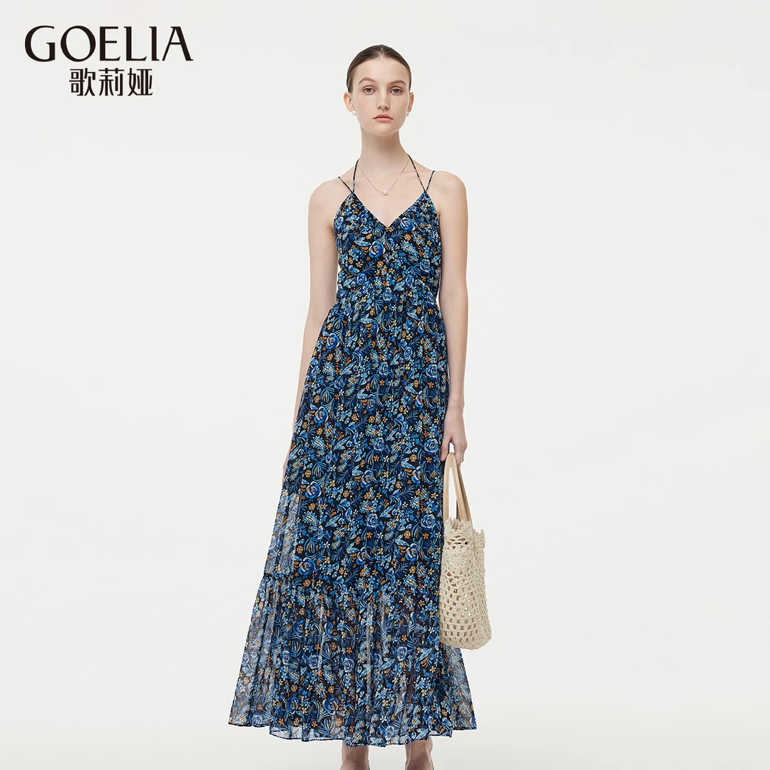 【商场同款】歌莉娅夏印花吊带连衣裙碎花出游休闲1E4L4K360