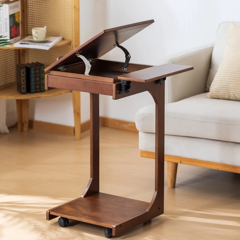 边几角几家用沙发床边桌移动方几床头电脑小桌落地翻盖收纳学习桌