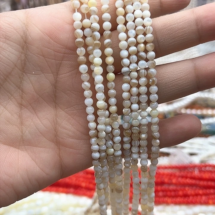 未镶嵌玛瑙/玉髓珠宝半成品3条3mm贝壳