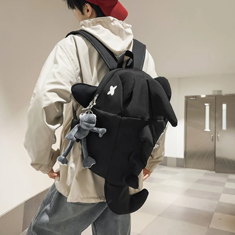 鲨鱼双肩包小众设计感骑行背包男女鲸鱼包个性潮流旅行包学生书包