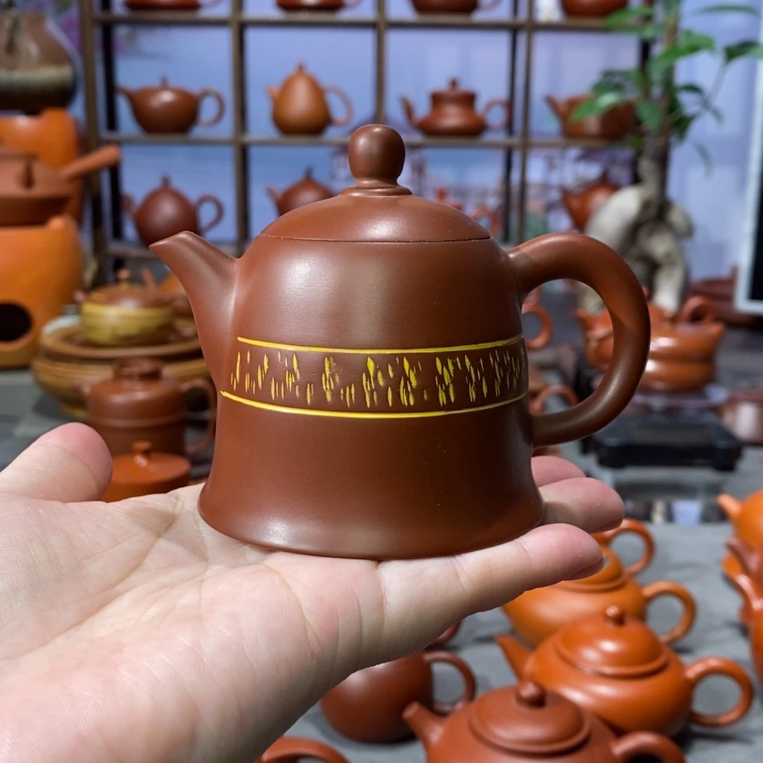 茶壶朱泥章淑煌朱泥跳刀段泥汉钟壶115c