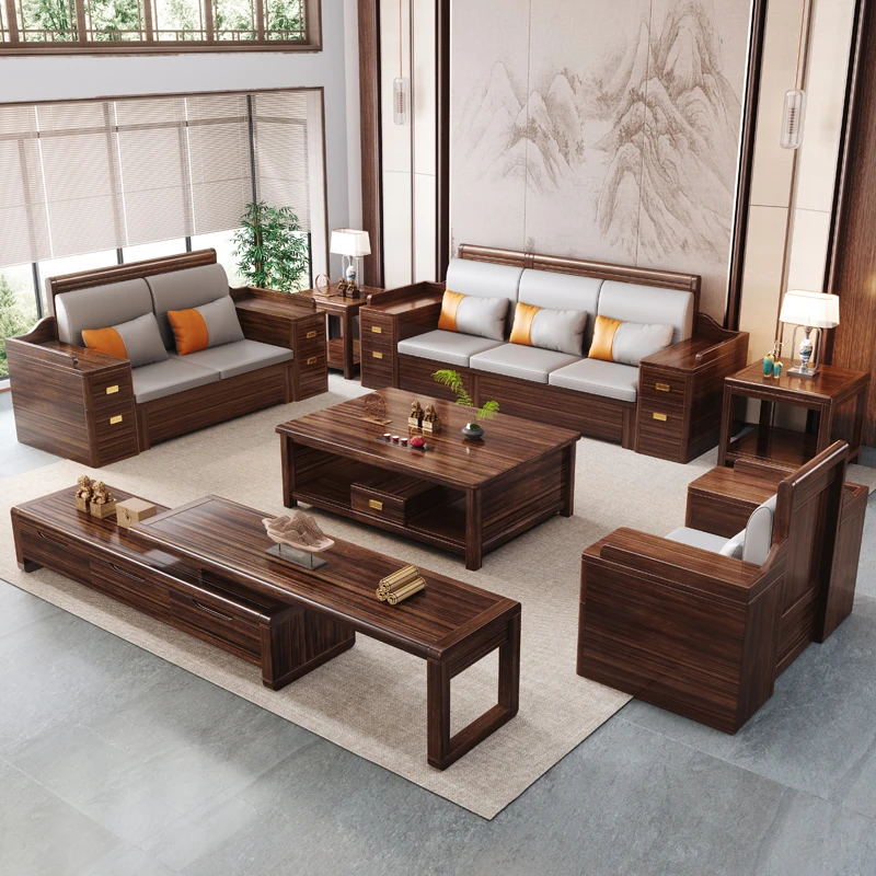 （VIP专属）9801#新中式乌金木实木沙发城市农村通用高箱储物沙发