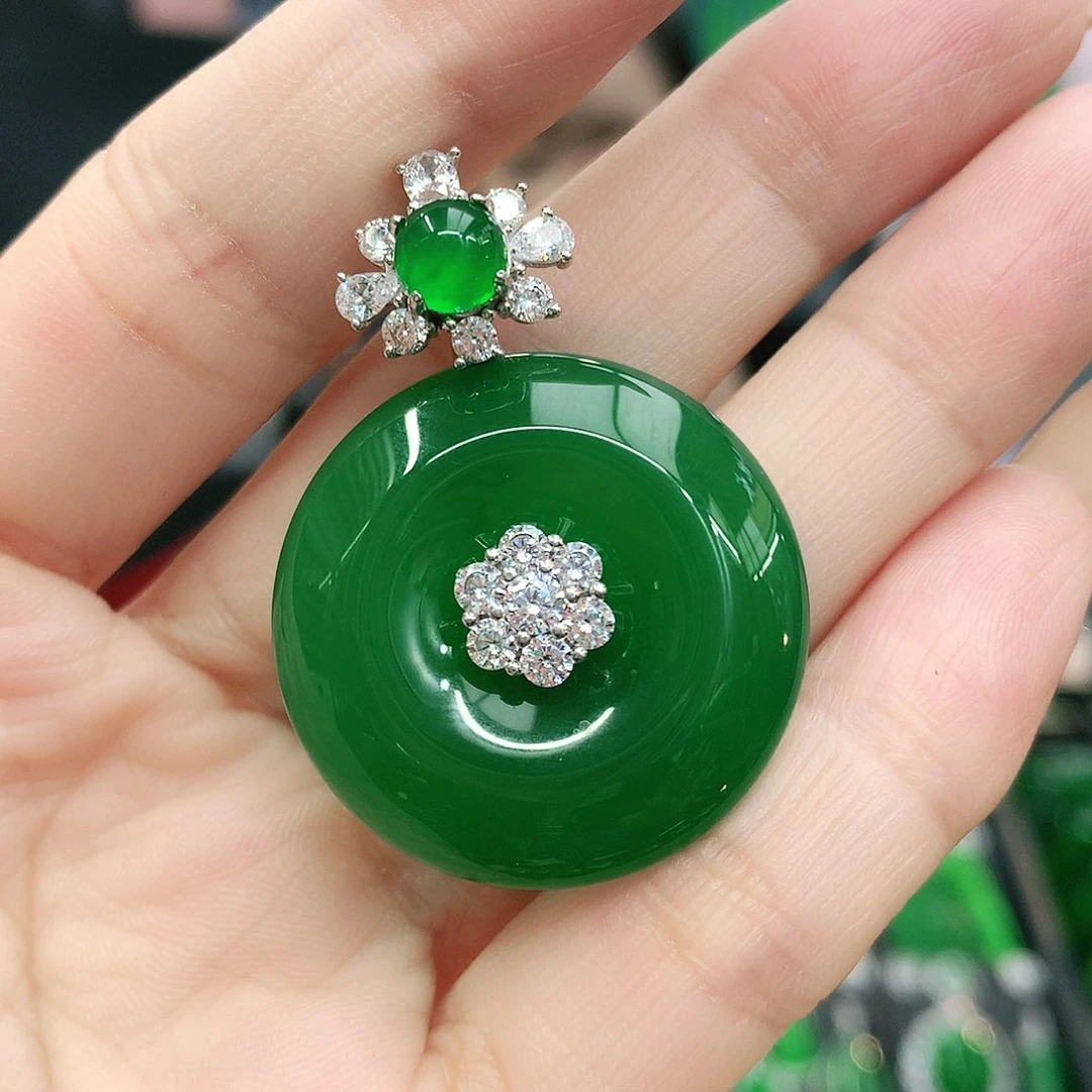 银S925镶嵌吊坠玛瑙/玉髓