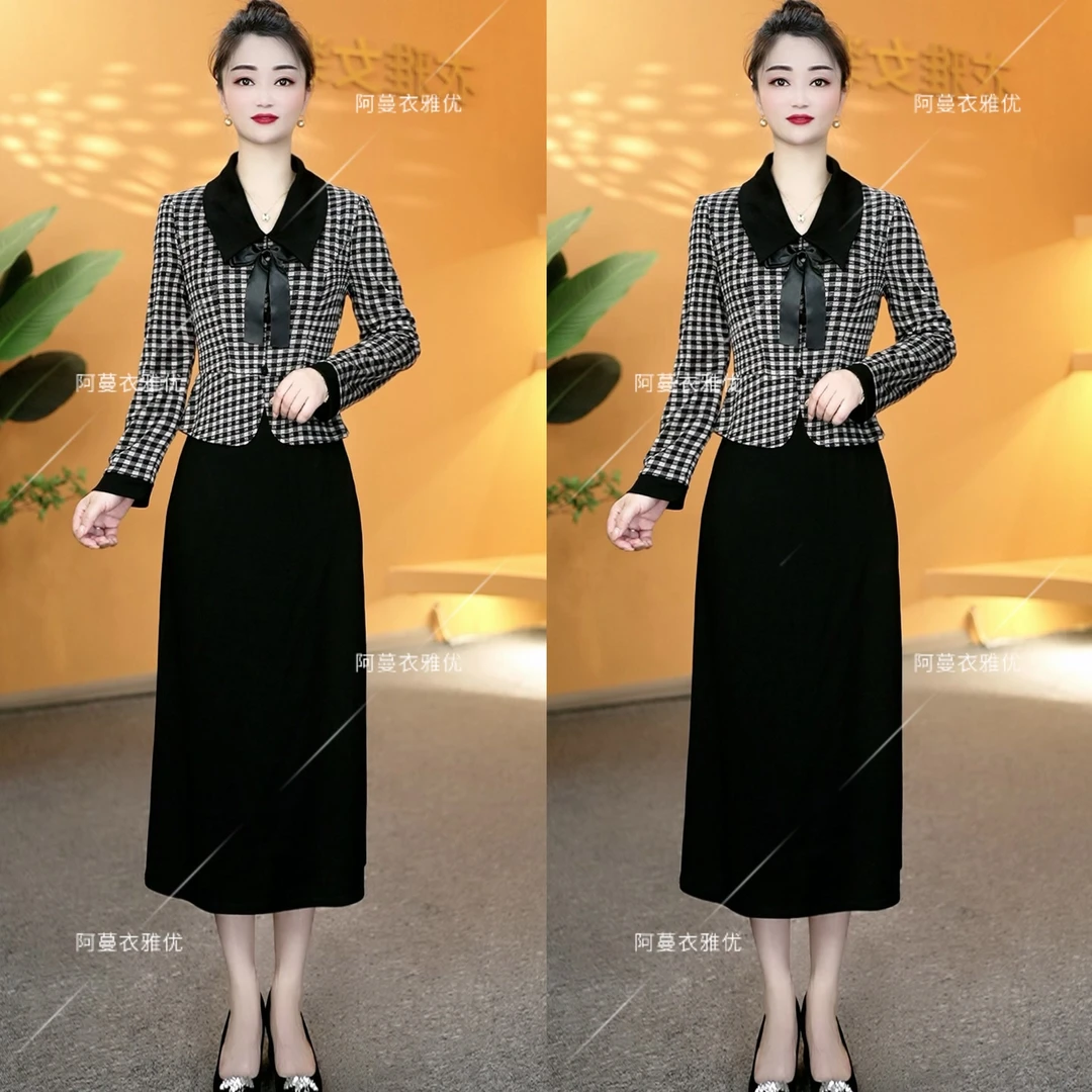 【衣雅严选】8105-1467#新款锦棉罗马减龄气质显瘦假两件连衣裙