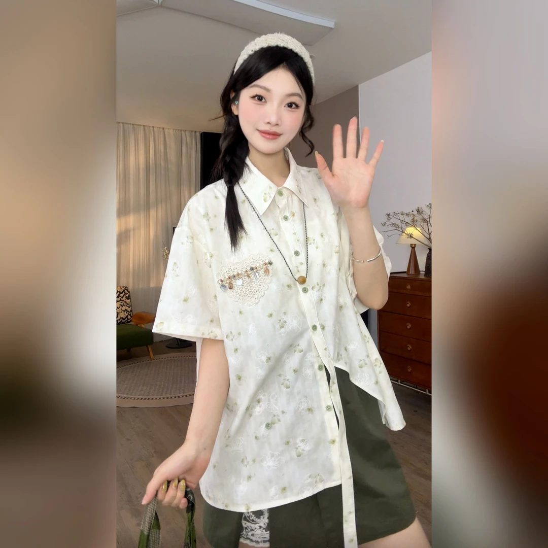 VGVL衬衫【花序】夏季新款设计感小众清新衬衫女