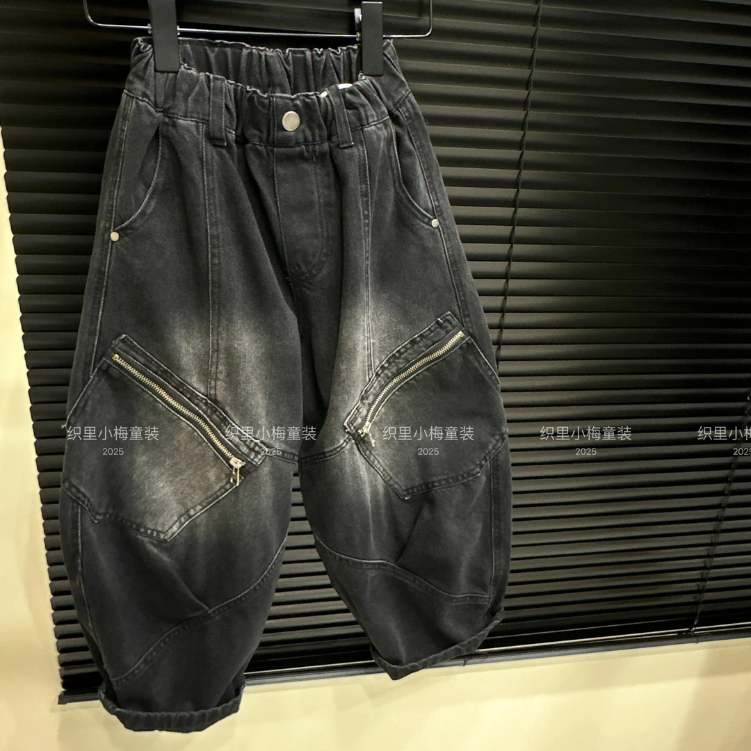 童裤2025秋季痞帅气时髦新款儿童中大童牛仔长裤9455