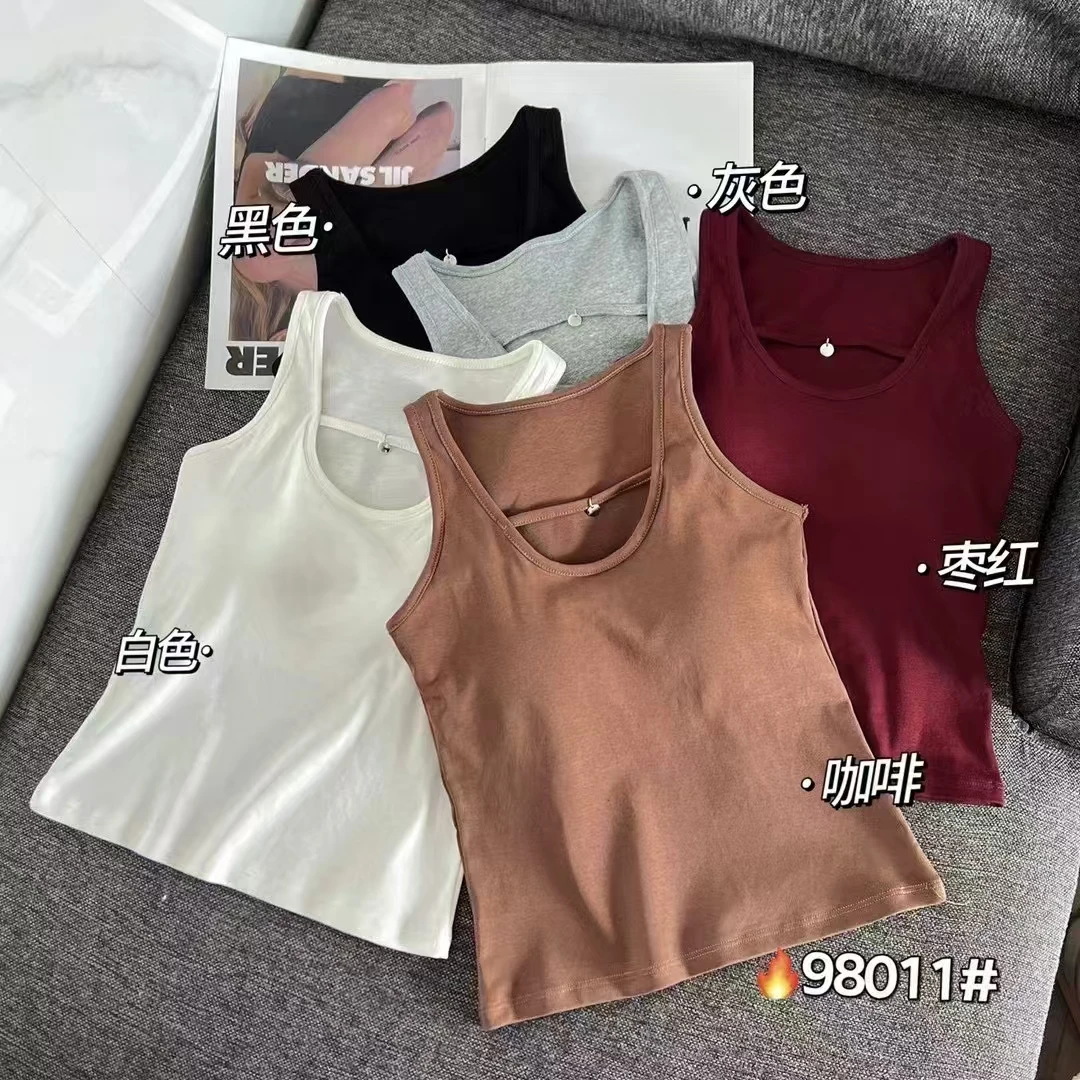 新款保暖吊带背心辣妹纯欲风前胸系带柔软透气小贴牌设计