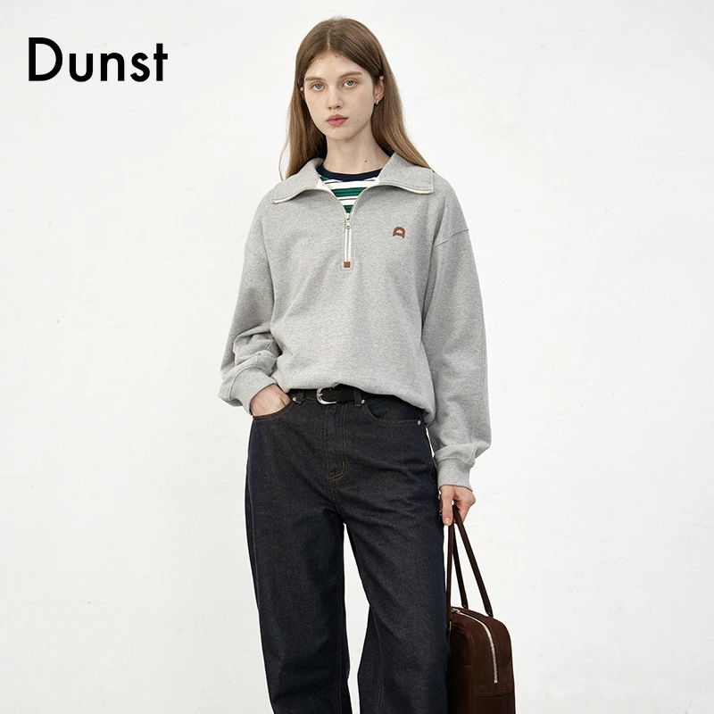 Dunst2025秋季新品简约POLO领半拉链卫衣宽松休闲百搭UDTS5C107