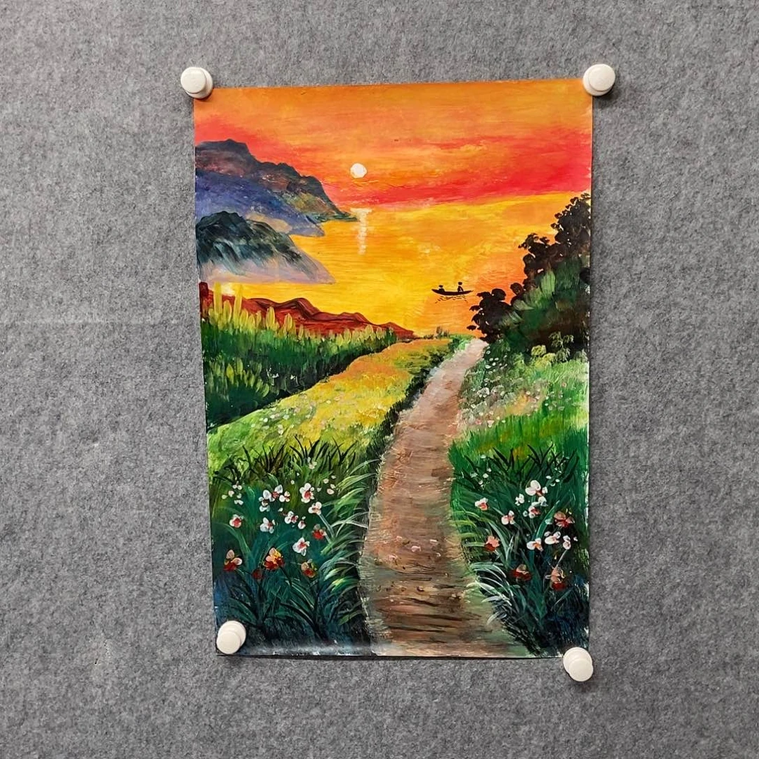 国画四尺三开一副