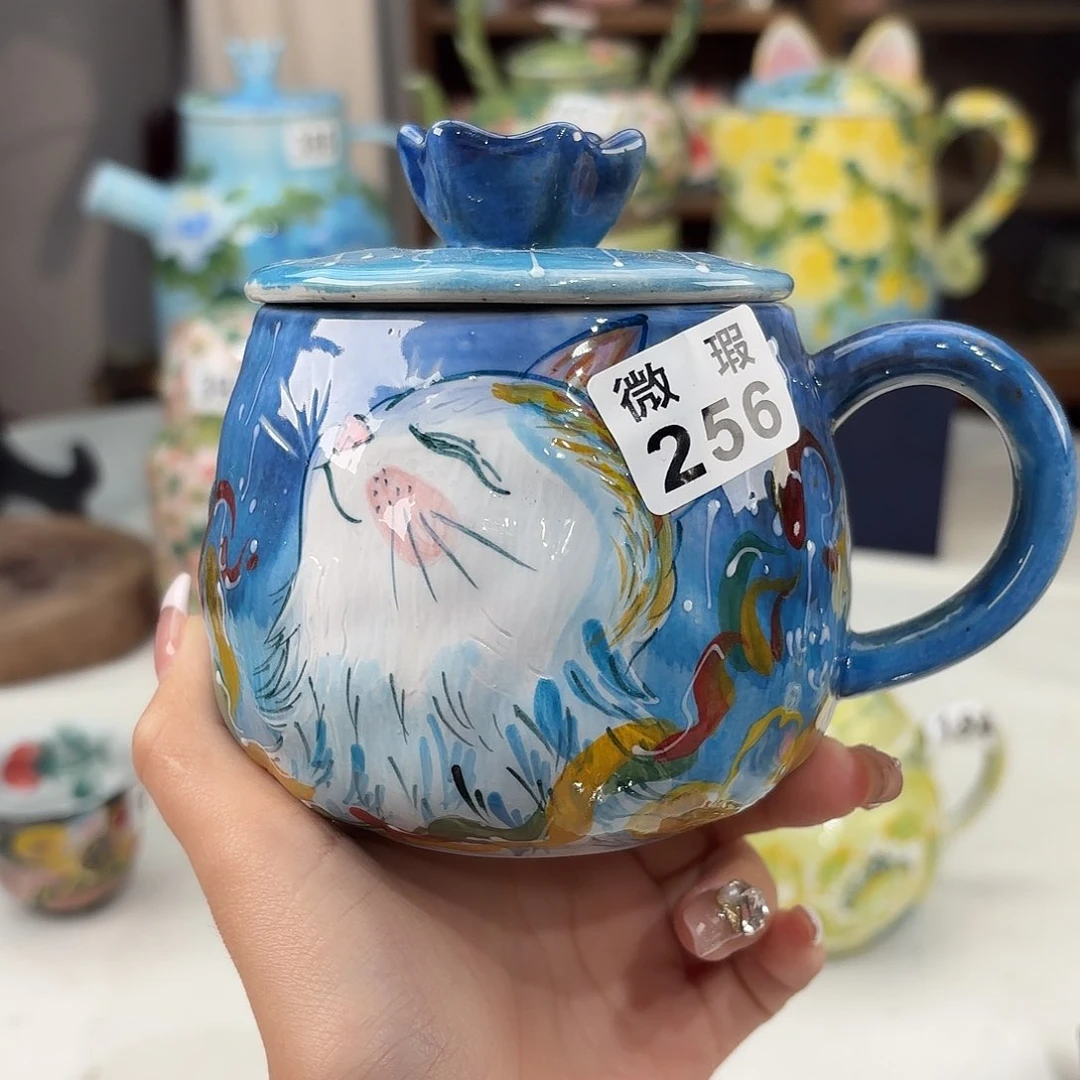 瓷片景德镇手绘高温釉下彩陶瓷茶具