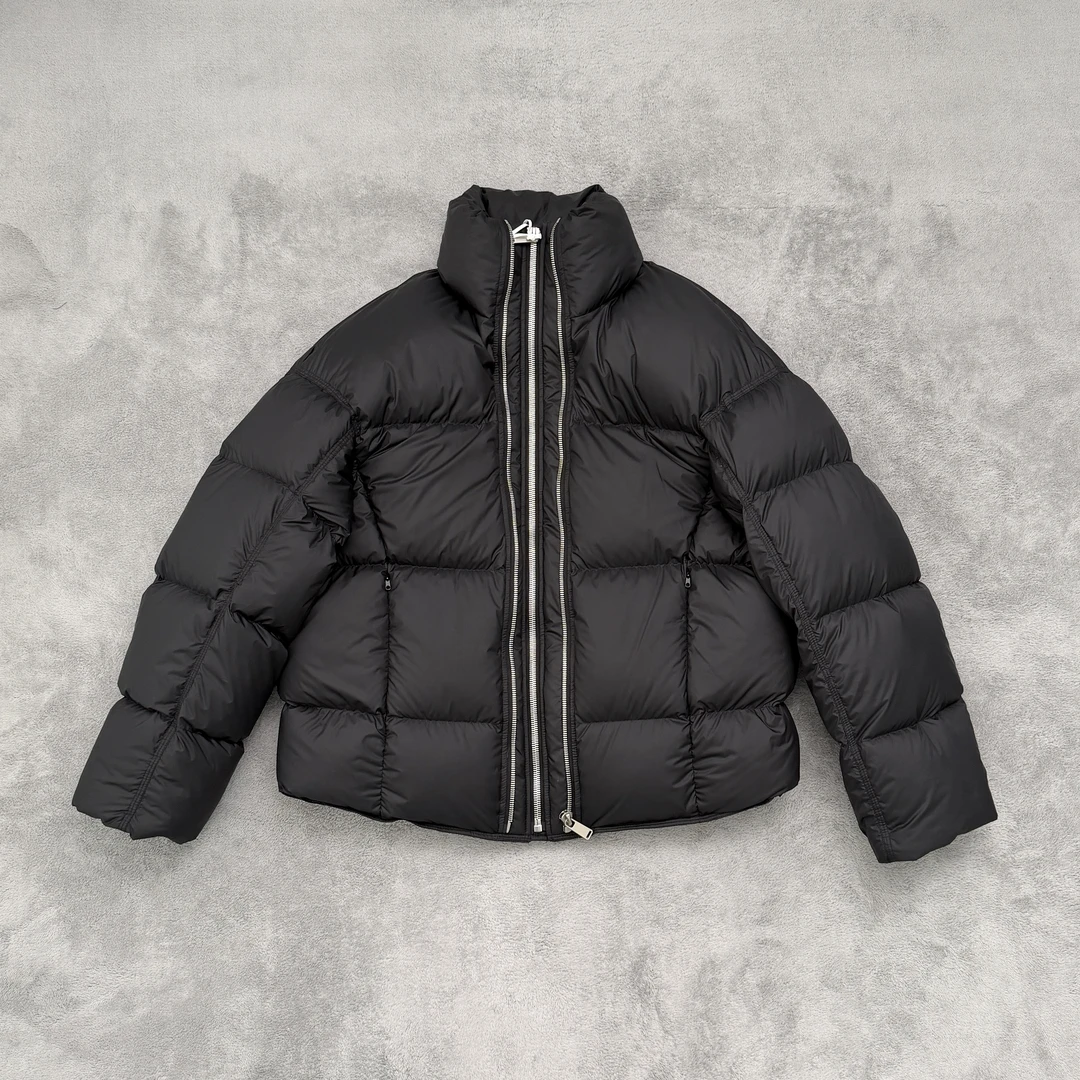 Down Jacket立领蓬松面包羽绒服双拉链调节型男士短款白鸭绒外套