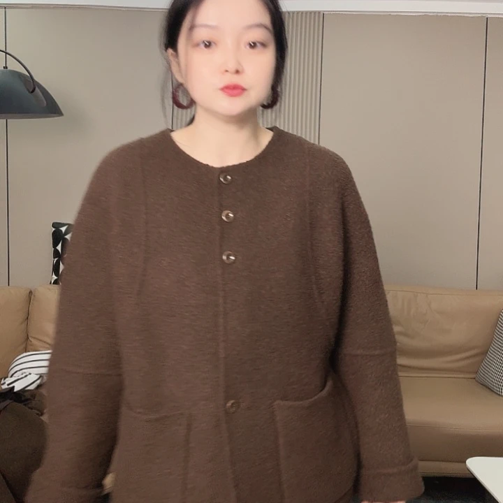 咖色高级质感百搭新款大衣