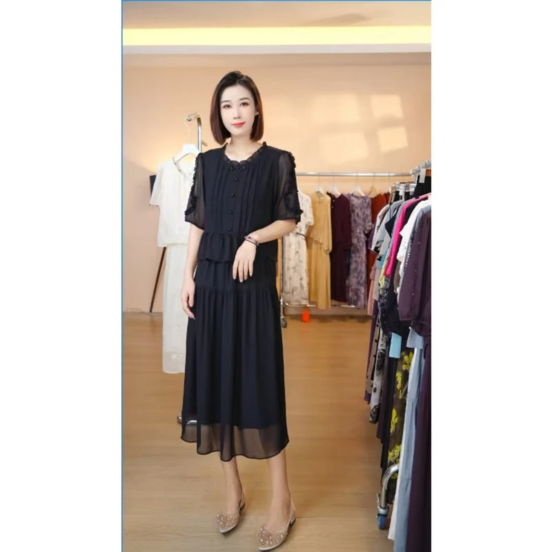 【送运费险】M1679 夏季新款高档洋气新中式收腰显瘦连衣裙女