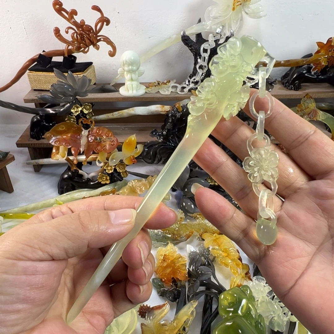 蛇纹石玉未镶嵌发饰