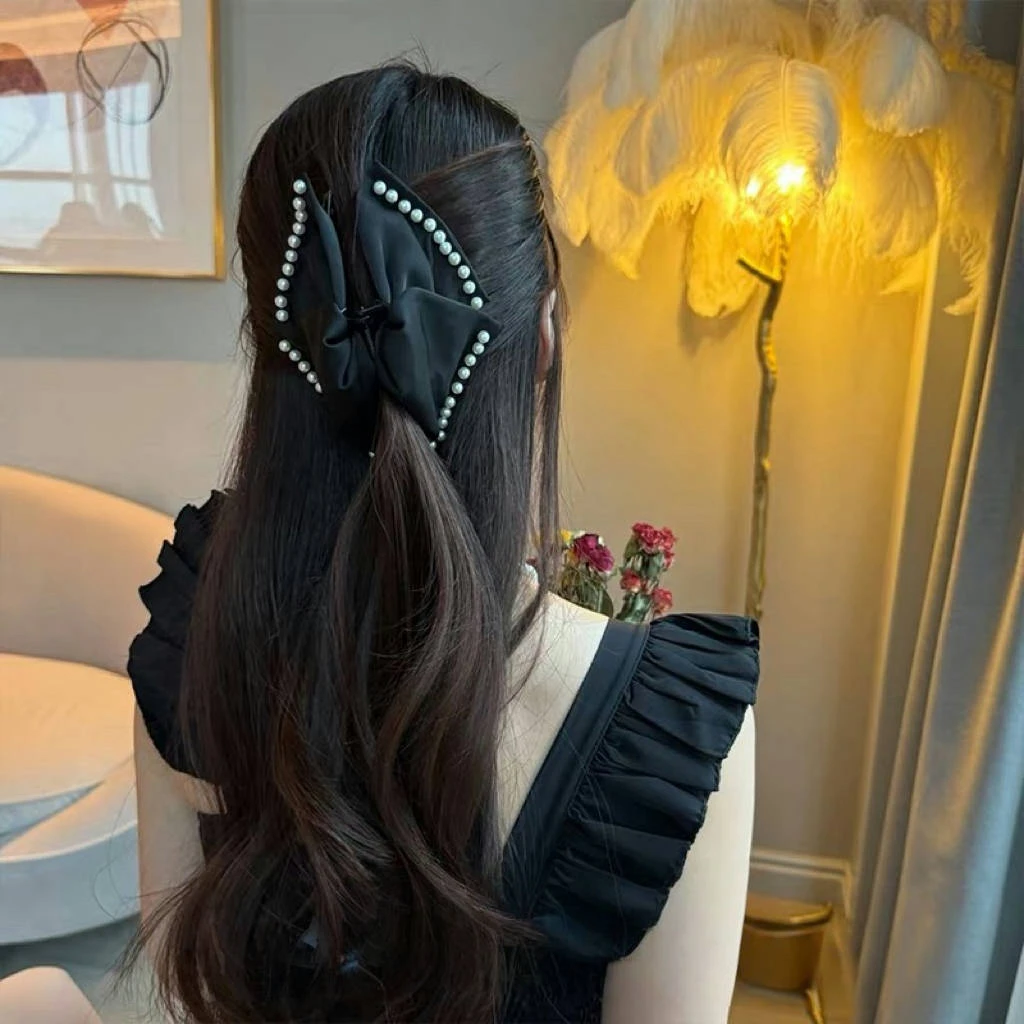 【阿敲】A1370~(13CM)法式钉珠蝴蝶结抓夹女后脑勺大发量-麦穗头饰