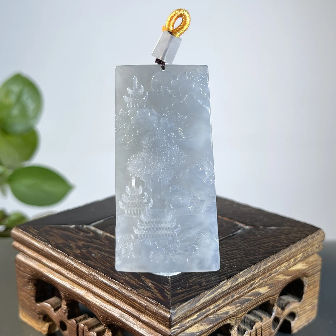 JCW27-117  天然缅甸A货翡翠  山水牌