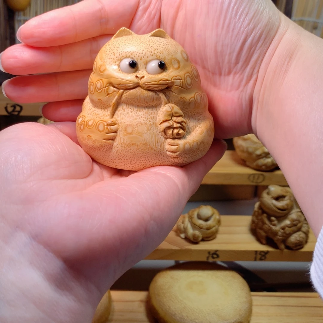范***儿竹精工竹根雕招财猫纯手工
