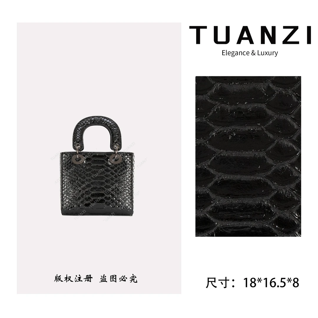TUANZI『戴妃』C＆D秋冬新款18cm手提腋下包 ZT-95035-巴黎黑