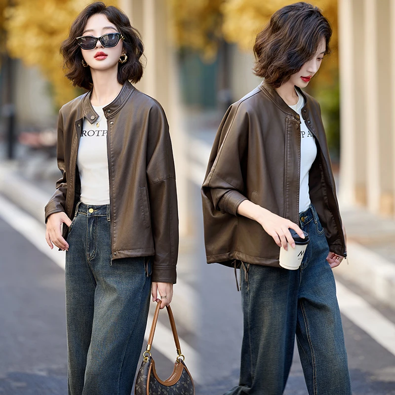 欧货机车皮衣外套女春秋2025新款流行复古短夹克高级感小个子宽松