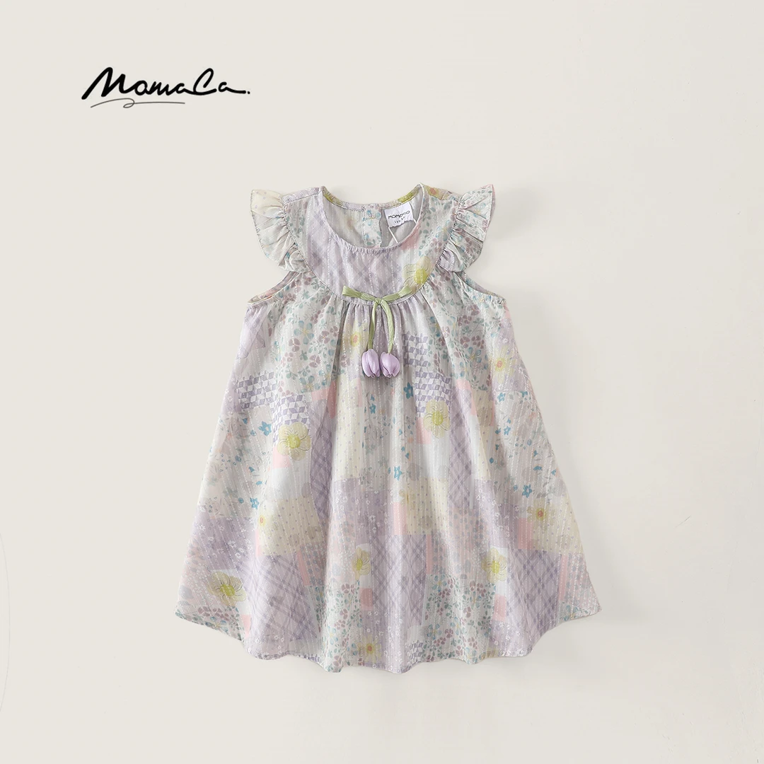 MOMOCO夏季女童夏日日常凉感印花日系甜美连衣裙77630484025