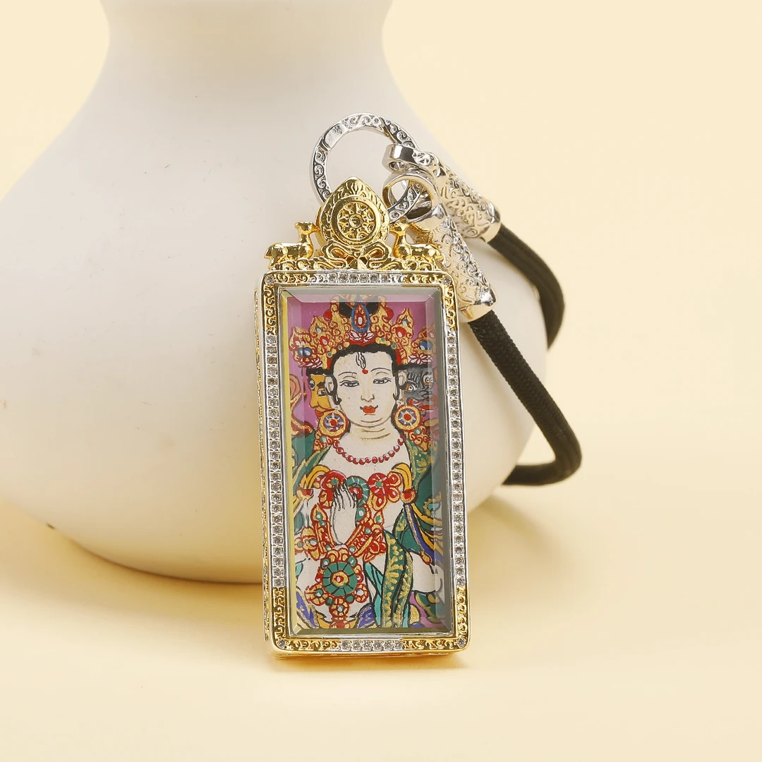 一了个卜摩利支天手绘唐卡项链