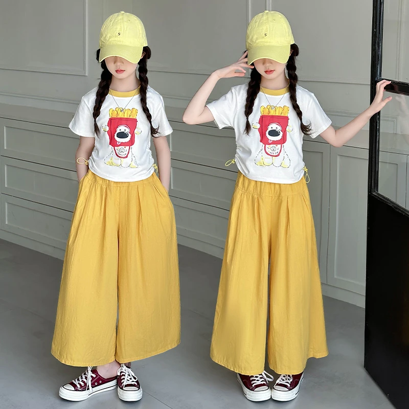 女童夏装套装2025新款潮款小女孩夏季休闲时髦儿童洋气裙裤两件套