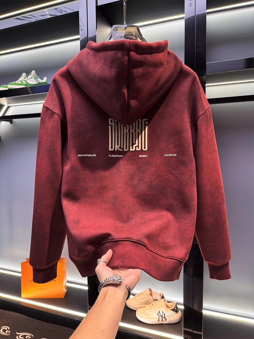 大码300斤男士美式高端连帽加绒加厚卫衣新款秋冬欧洲站潮牌上衣2