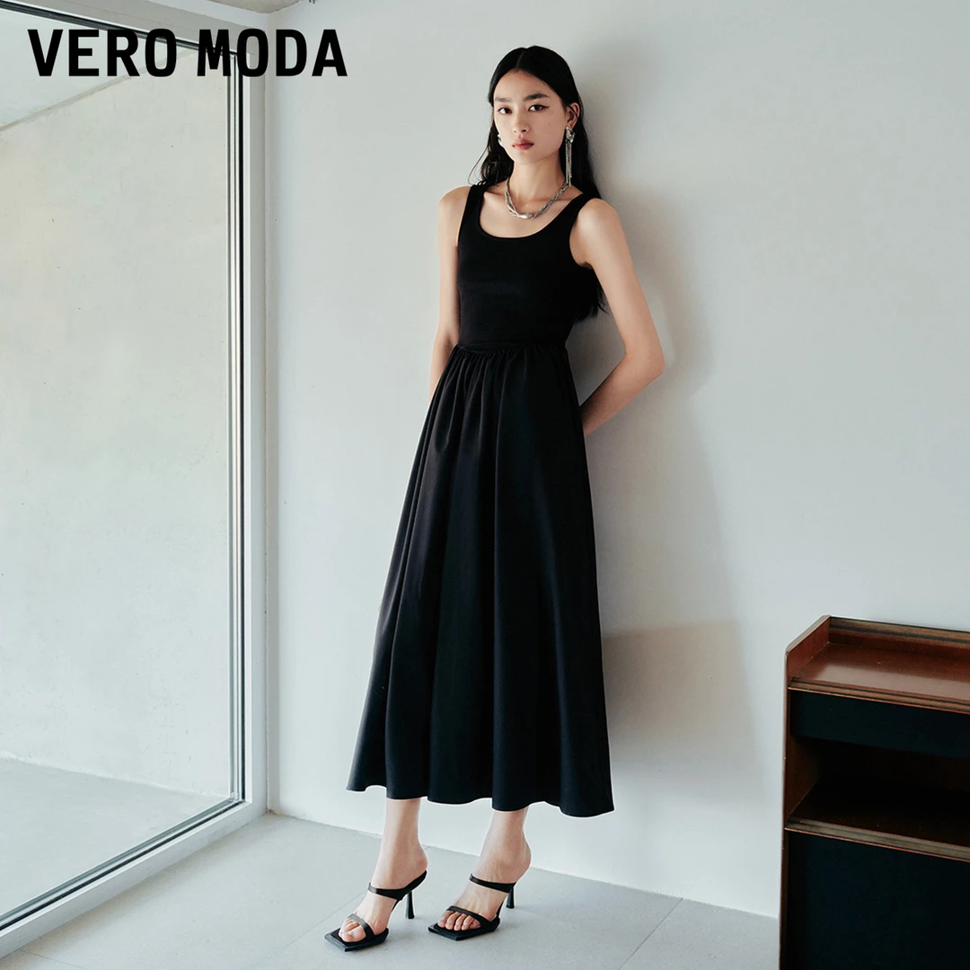Vero Moda连衣裙女春游出行小众洋气拼接长款背心式325161032
