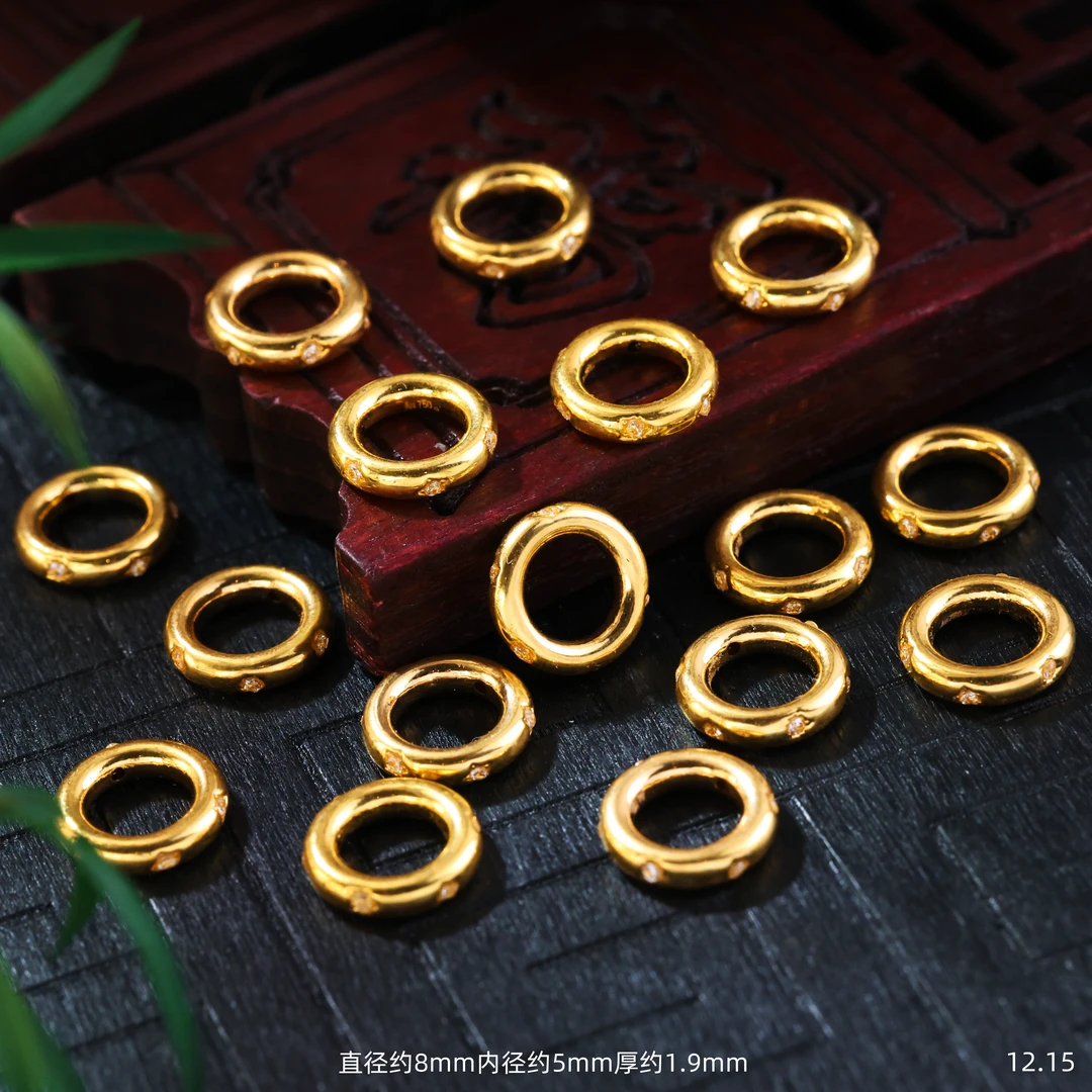 【工厂浮力】18K金豪镶碎碎冰卡环跑环隔片垫片隔珠（厚5D金）D