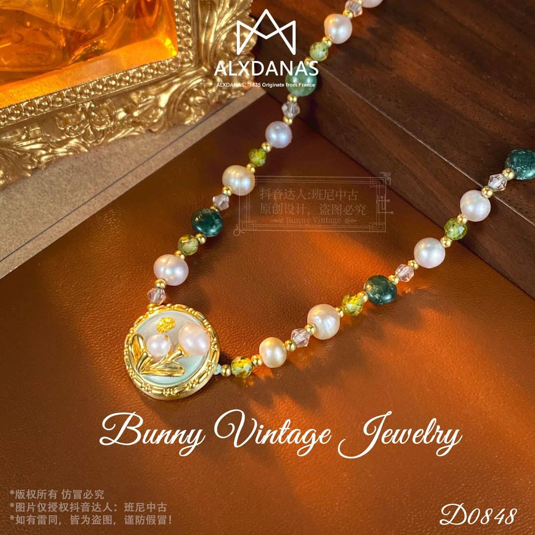 镀K金D0848 法【绿叶仙踪】春夏ALXDANAS爱丽丝项链