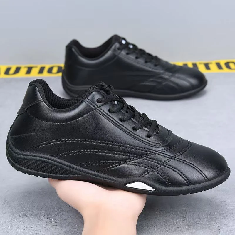 正品男鞋皮面运动运动鞋百搭休闲新款男士真皮透气软底休闲小白鞋