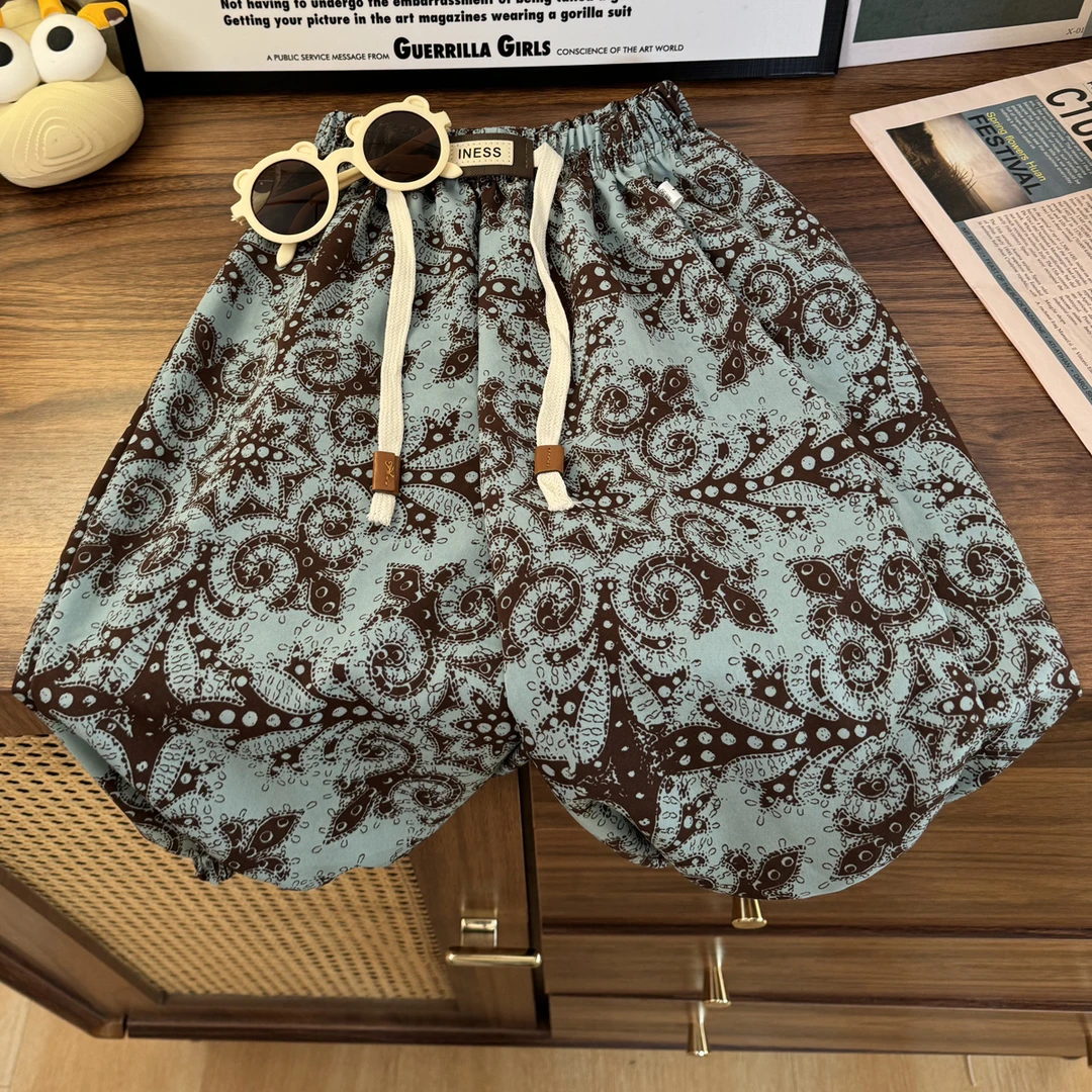 新款夏季冰凉裤韩版洋气时尚儿童宽松薄款男女宝防蚊束脚灯笼裤