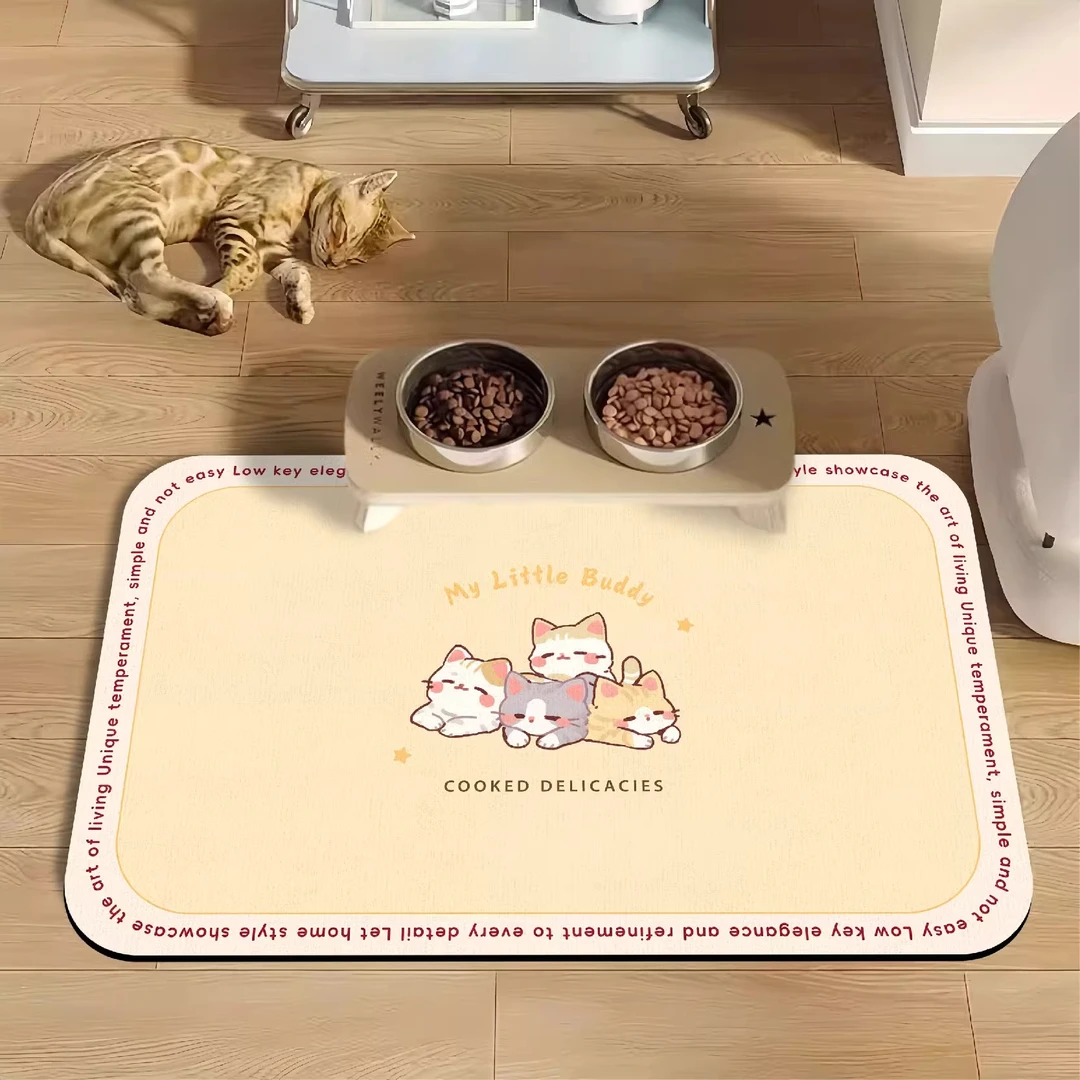 可爱卡通猫狗宠物专用餐垫碗垫家用卧室吸水防滑速干耐脏垫子加厚