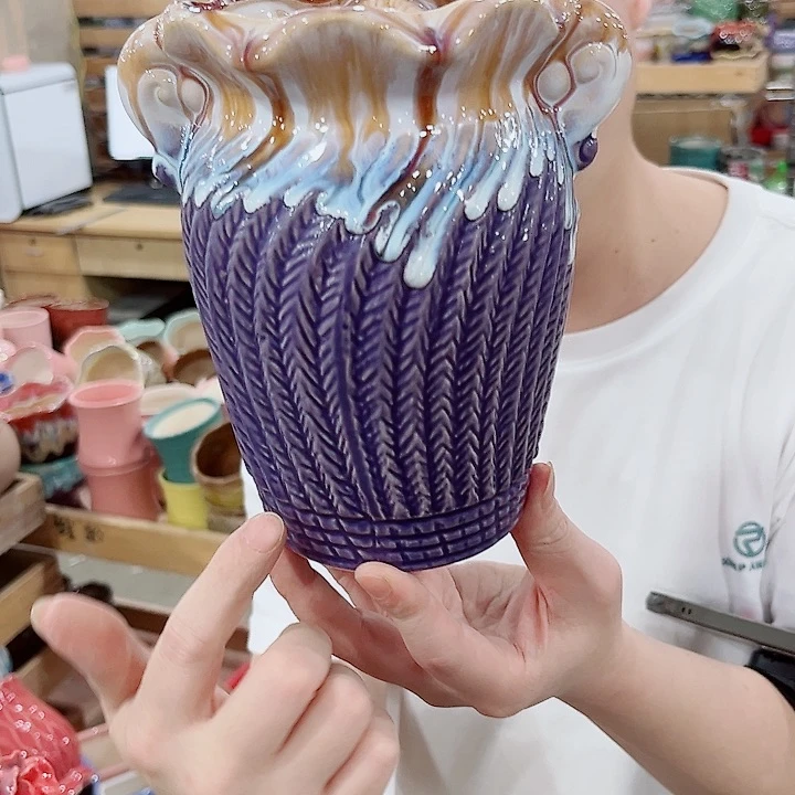 有孔.凑单10元陶瓷花盆发货！