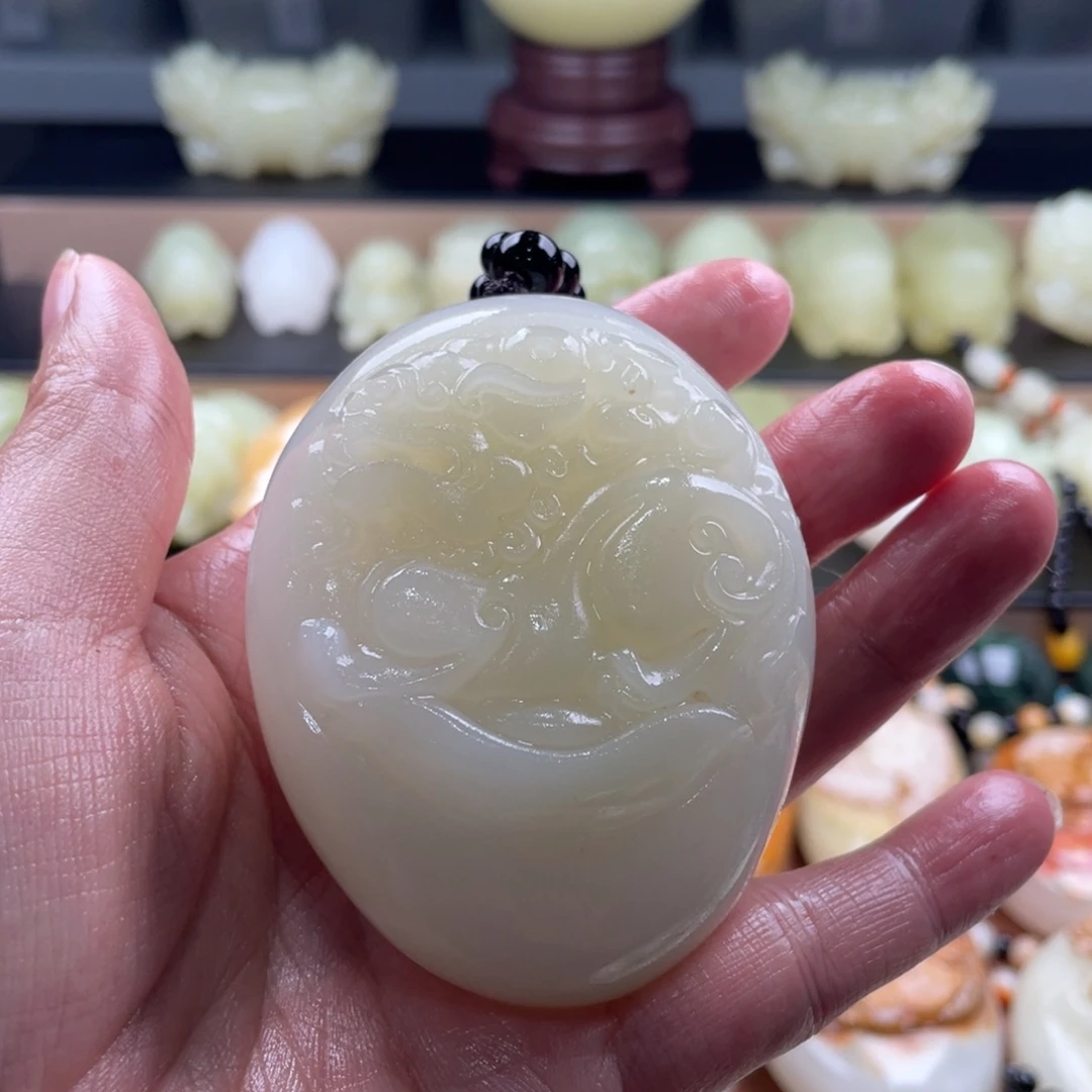 好***师石材天然古青石手把件