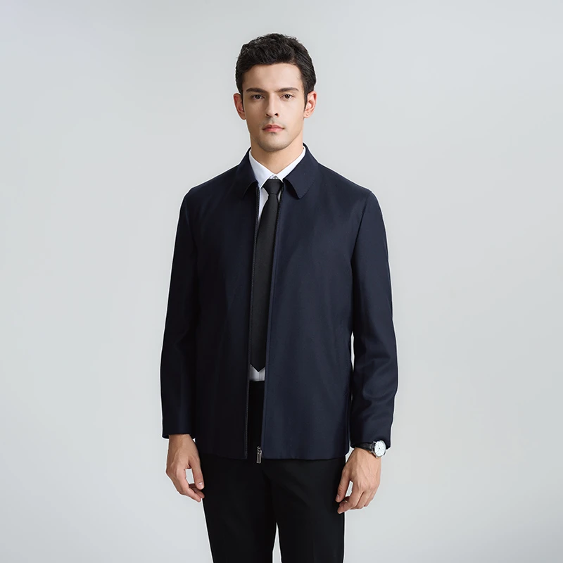 【Super200支】超细精纺全羊毛行政夹克男商务休闲春秋薄款羊毛茄克