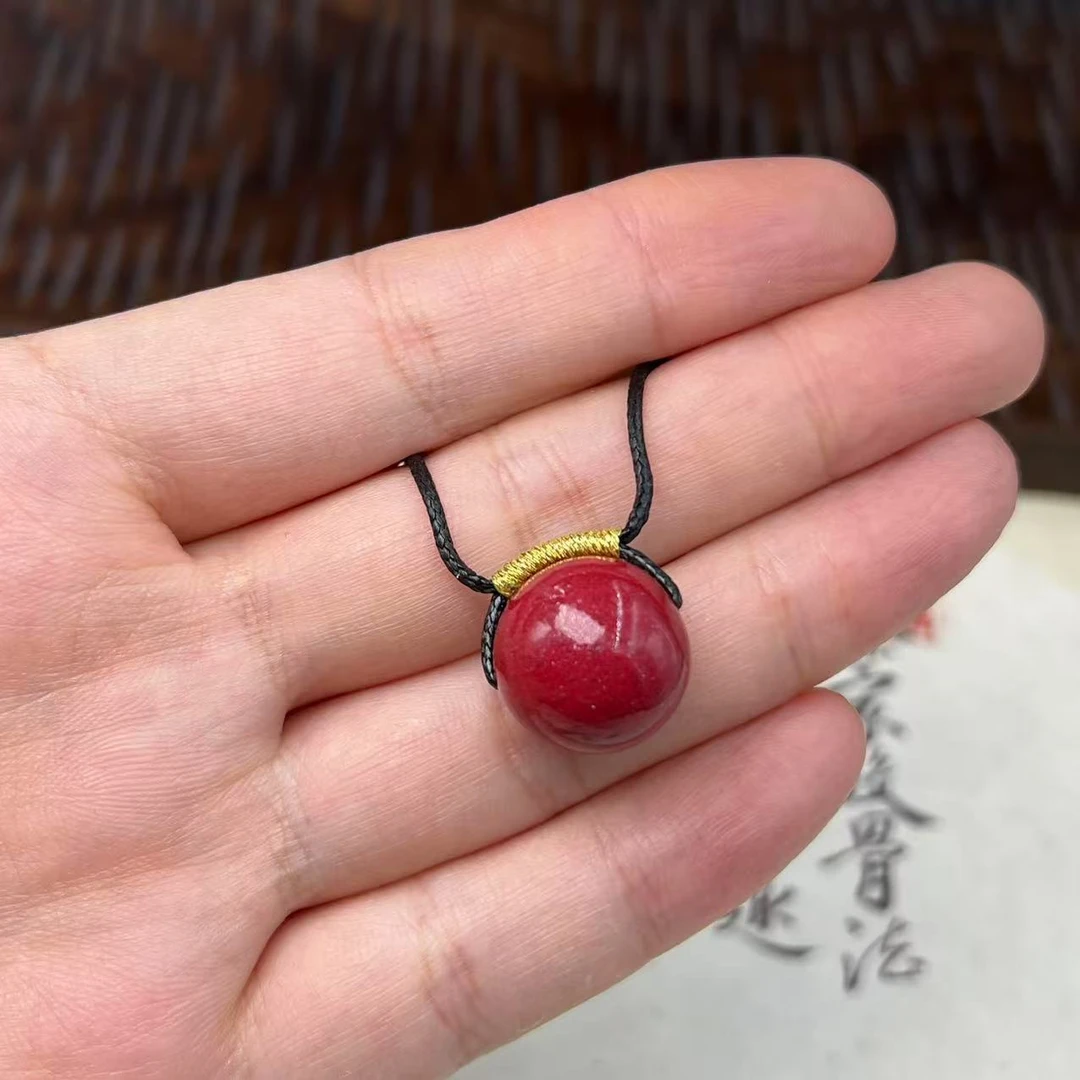 含辰砂工艺品【北野珠宝】含辰砂工艺品紫金砂吊坠-B12H-35【16mm】