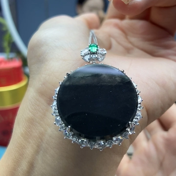 翡翠银S925镶嵌颈饰吊坠33