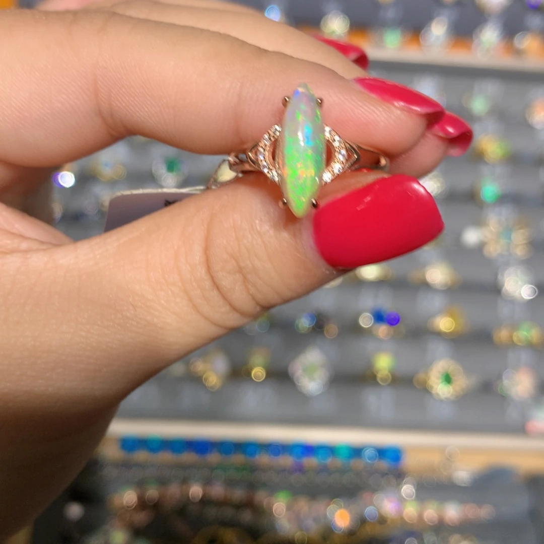 银S925镶嵌欧泊欧泊戒指l