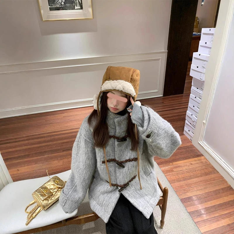 aaaaxbb 史诗级版型 lem经典牛角扣仿羊毛大衣三色立领仿羊毛外套