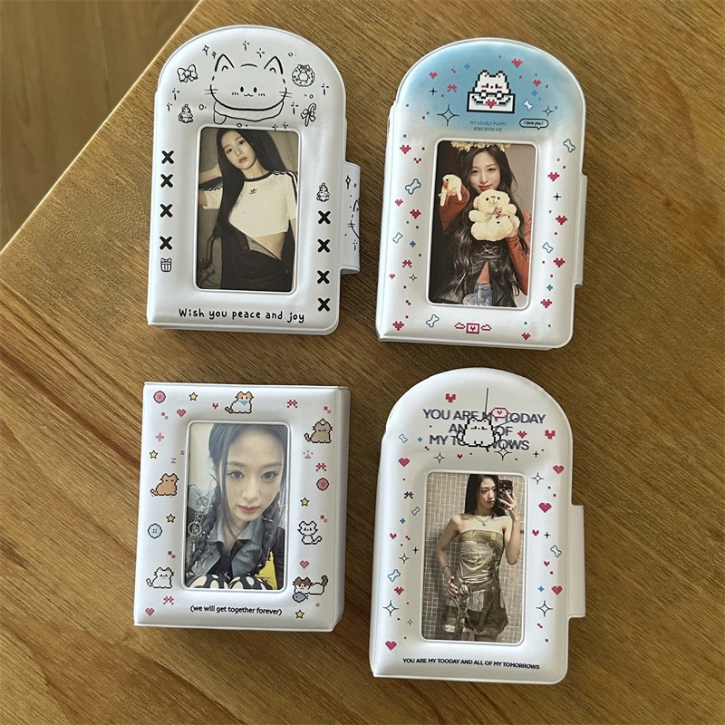 原创ins可爱像素猫咪一宫格卡册按扣3寸拍立得相册爱豆小卡收纳册