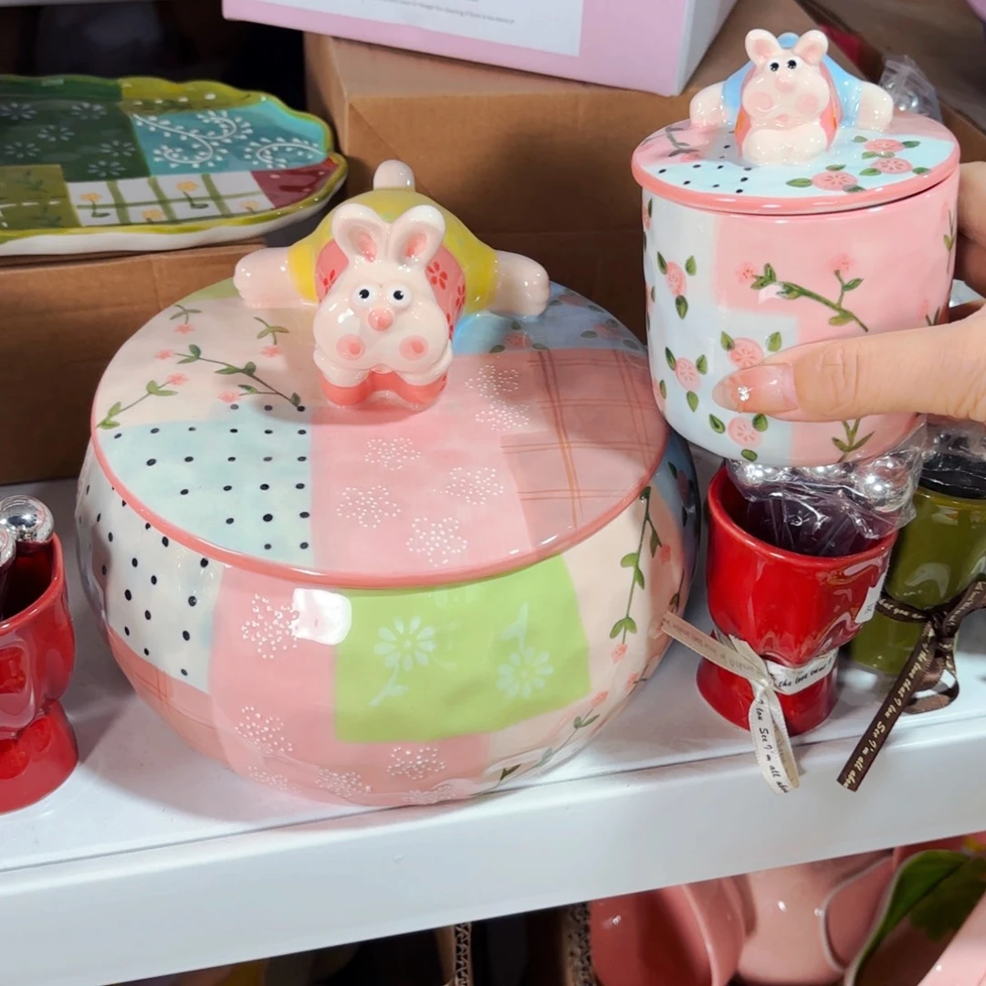 陶瓷孤品趴趴兔两件套